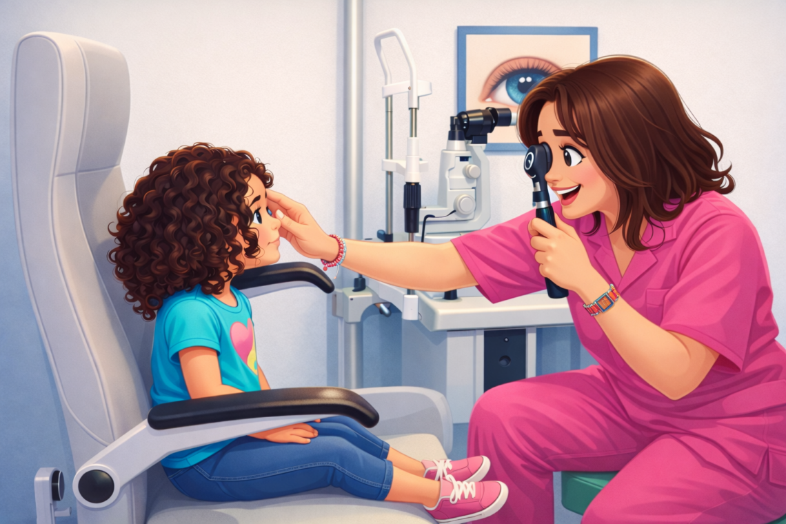 optometrista realizando evaluación visual